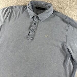 Travis Mathew Athletic Golf Polo Shirt Light Blue Large Men's Button Collar